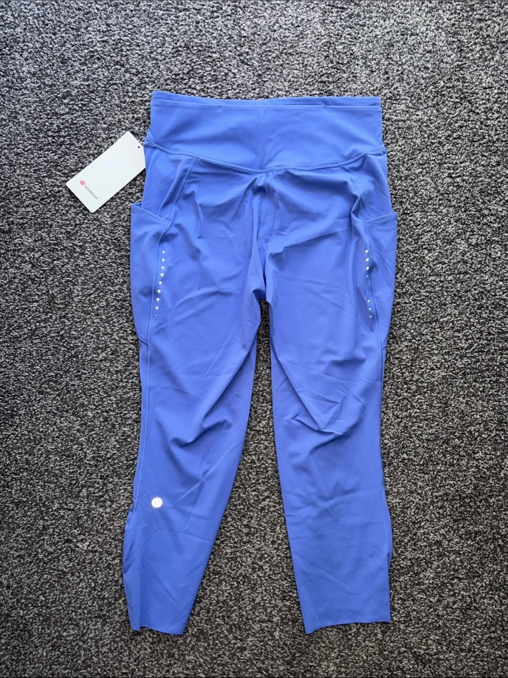 Lululemon Fast And Free HR Crop 23” Leggings Pockets Wild IndigoWLIN Size 12 NWT